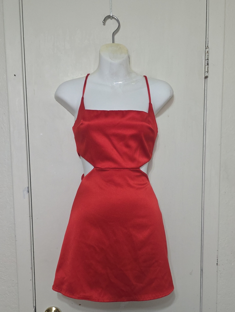 Lucy In The Sky Red Straps Mini Dress Size XS 100% Polyester Made In Los Angeles